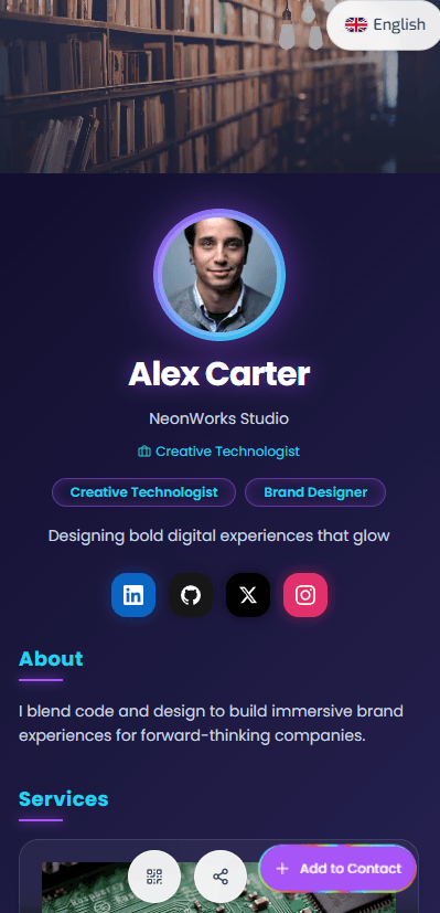 Dark Neon Modern vCard