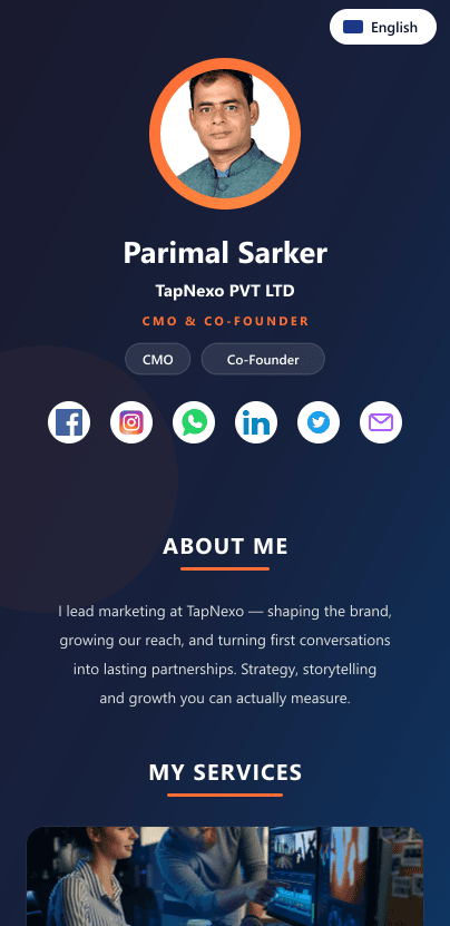 A published TapNexo digital business card
